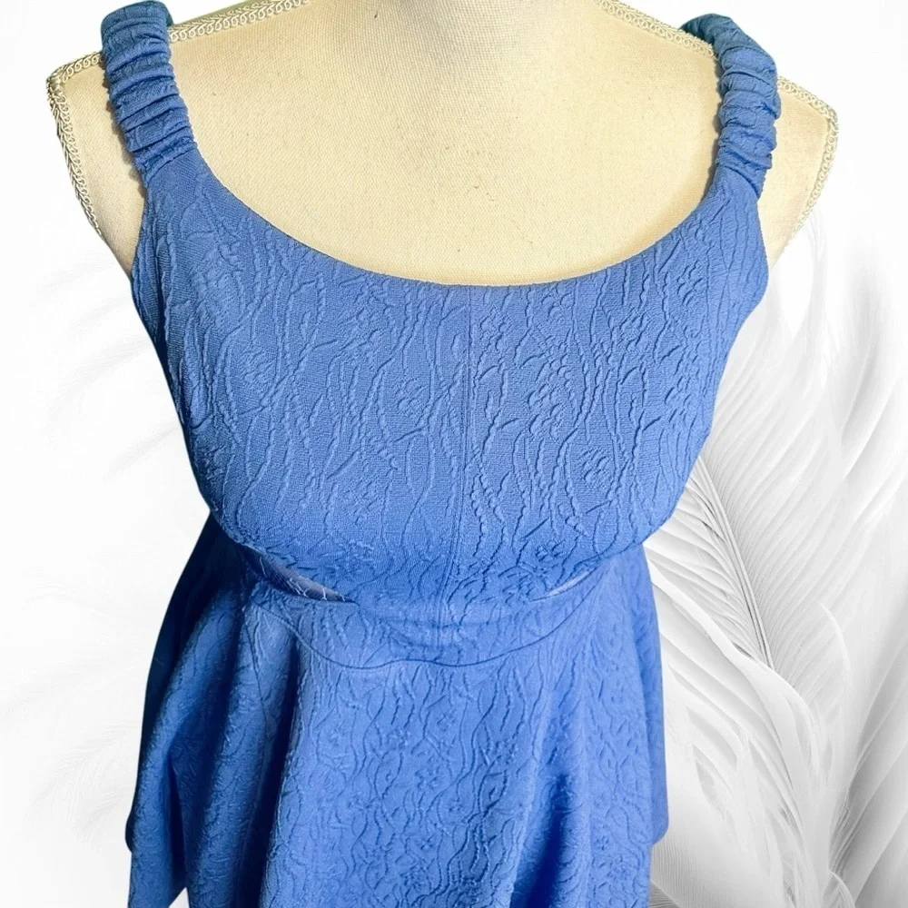 NWOT Free People Femme ‘Brooklyn’ Skater Mini Dress in Cornflower Blue Size XS